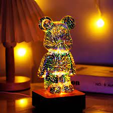 LED 3D Bear Firework Glass Lamp